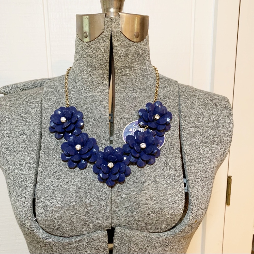 JCrew Navy Flower Statement Necklace